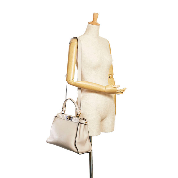 フェンディ ピーカブー ハンドバッグ ショルダーバッグ 2WAY 8BN290 グレー レザー レディース FENDI 【中古】