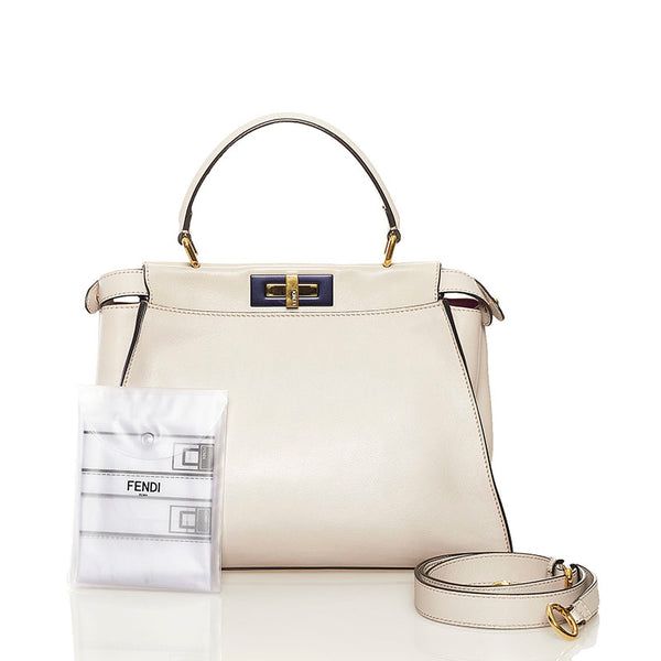 フェンディ ピーカブー ハンドバッグ ショルダーバッグ 2WAY 8BN290 グレー レザー レディース FENDI 【中古】