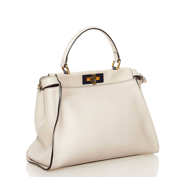 フェンディ ピーカブー ハンドバッグ ショルダーバッグ 2WAY 8BN290 グレー レザー レディース FENDI 【中古】