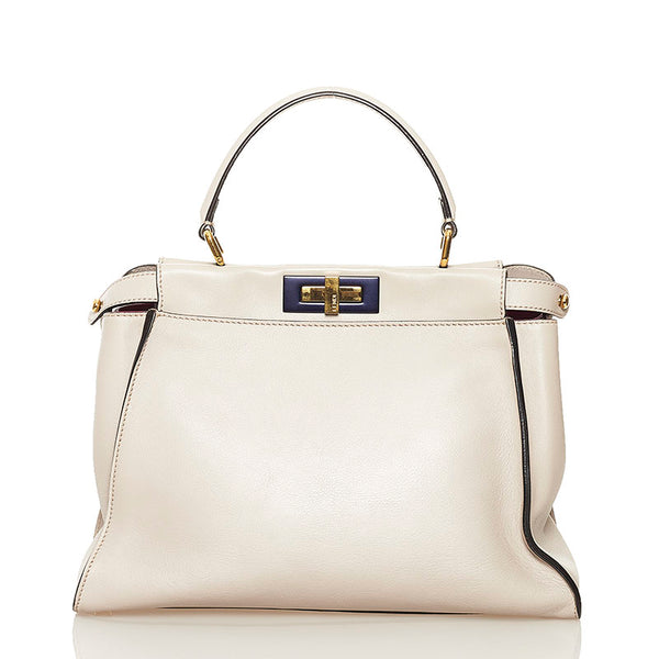 フェンディ ピーカブー ハンドバッグ ショルダーバッグ 2WAY 8BN290 グレー レザー レディース FENDI 【中古】