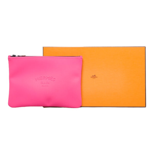 エルメス ネオバンMM クラッチバッグ フラットポーチ ピンク ナイロン レディース HERMES 【中古】