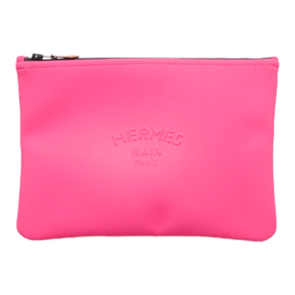 エルメス ネオバンMM クラッチバッグ フラットポーチ ピンク ナイロン レディース HERMES 【中古】