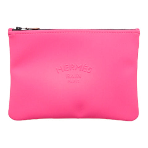 エルメス ネオバンMM クラッチバッグ フラットポーチ ピンク ナイロン レディース HERMES 【中古】