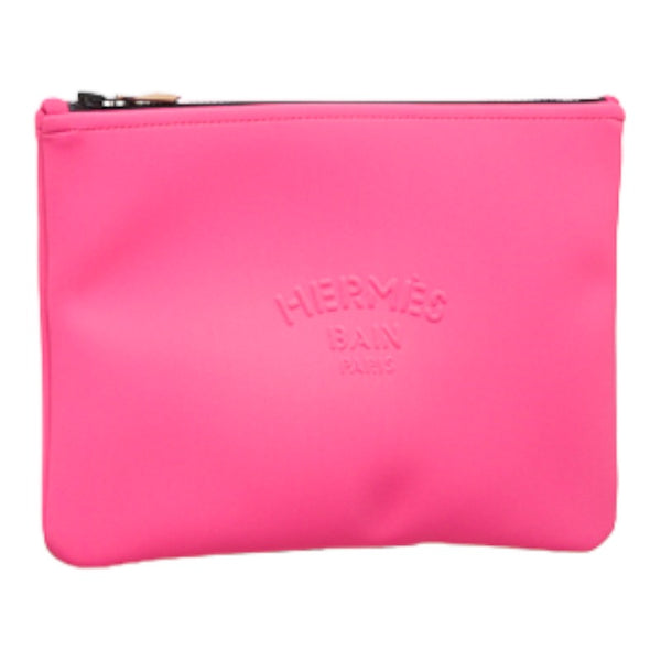 エルメス ネオバンMM クラッチバッグ フラットポーチ ピンク ナイロン レディース HERMES 【中古】