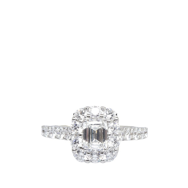 グラフ アイコン エメラルドカット ダイヤモンド リング 指輪 K18WG ホワイトゴールド レディース GRAFF 【中古】