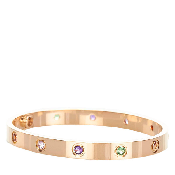 カルティエ ラブブレス カラーストーン バングル K18PG ピンクゴールド レディース CARTIER 【中古】