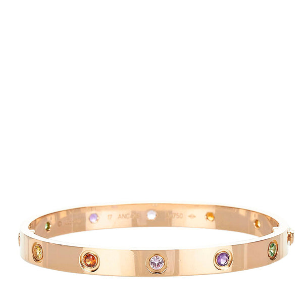 カルティエ ラブブレス カラーストーン バングル K18PG ピンクゴールド レディース CARTIER 【中古】