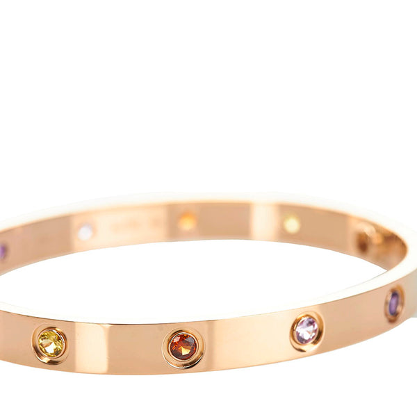 カルティエ ラブブレス カラーストーン バングル K18PG ピンクゴールド レディース CARTIER 【中古】