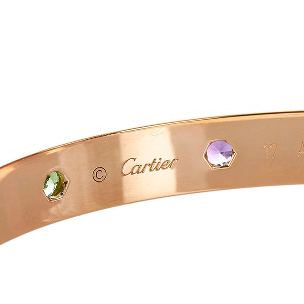 カルティエ ラブブレス カラーストーン バングル K18PG ピンクゴールド レディース CARTIER 【中古】