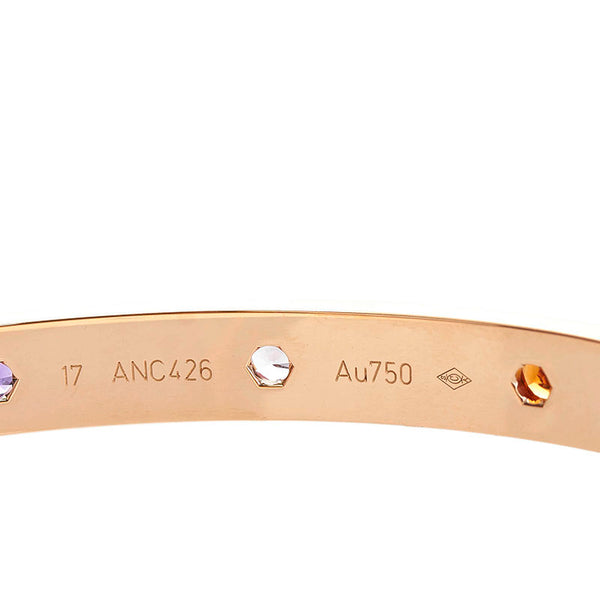 カルティエ ラブブレス カラーストーン バングル K18PG ピンクゴールド レディース CARTIER 【中古】
