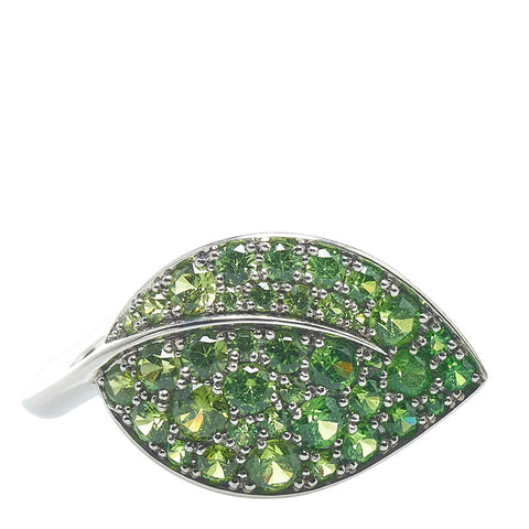 ギメル リーフ デマントイドガーネット リング 指輪 Pt950 プラチナ レディース Gimel 【中古】