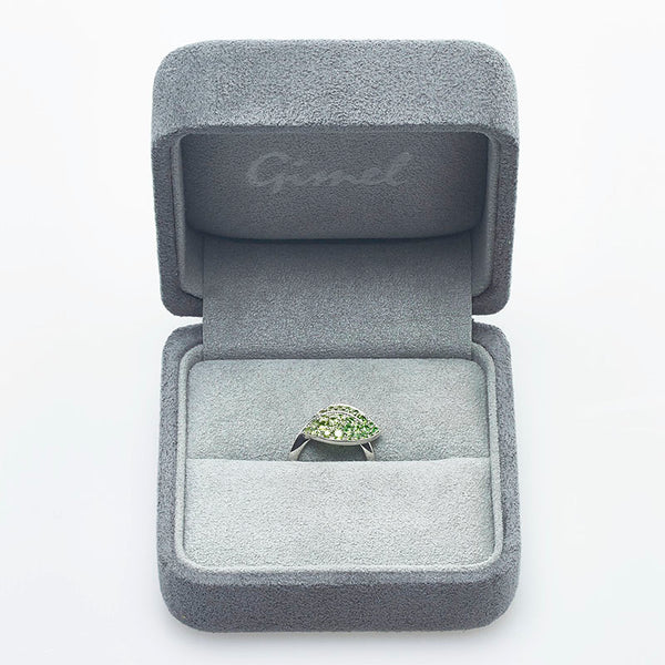 ギメル リーフ デマントイドガーネット リング 指輪 Pt950 プラチナ レディース Gimel 【中古】