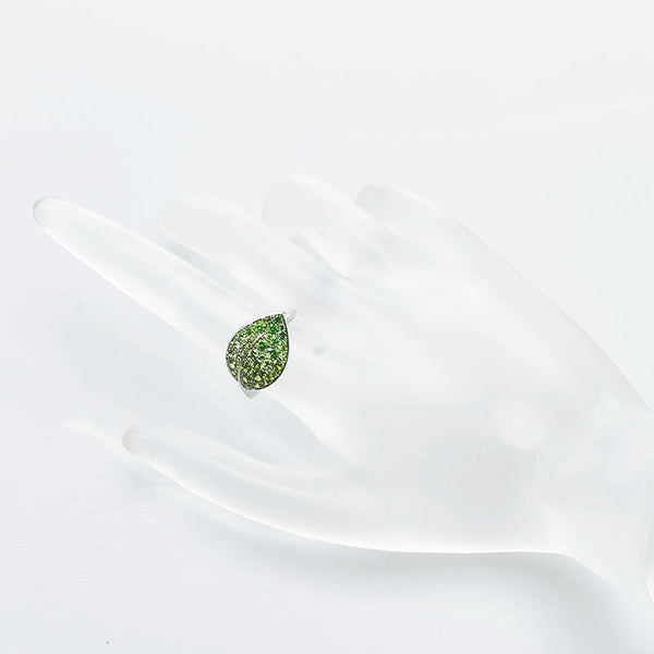 ギメル リーフ デマントイドガーネット リング 指輪 Pt950 プラチナ レディース Gimel 【中古】