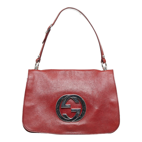 グッチ インターロッキングG ワンショルダーバッグ ハンドバッグ 115746 レッド レザー レディース GUCCI 【中古】