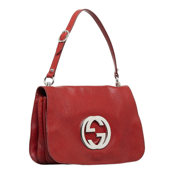 グッチ インターロッキングG ワンショルダーバッグ ハンドバッグ 115746 レッド レザー レディース GUCCI 【中古】