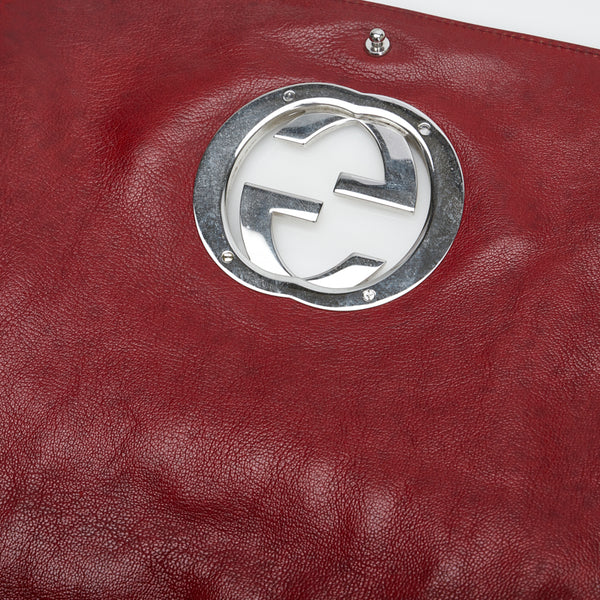 グッチ インターロッキングG ワンショルダーバッグ ハンドバッグ 115746 レッド レザー レディース GUCCI 【中古】