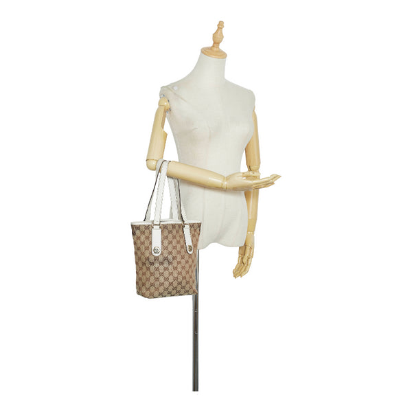 グッチ GGキャンバス ハンドバッグ トートバッグ 153361 ブラウン キャンバス レザー レディース GUCCI 【中古】