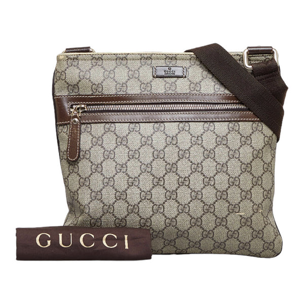 グッチ GGスプリーム 斜め掛け ショルダーバッグ 295257 ブラウン PVC レザー レディース GUCCI 【中古】