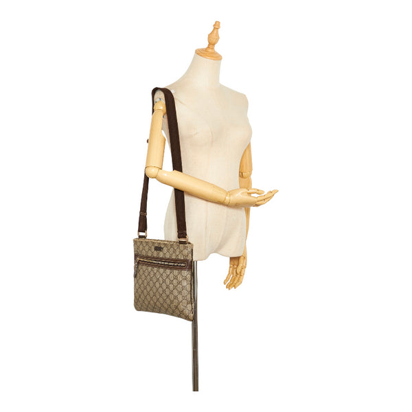 グッチ GGスプリーム 斜め掛け ショルダーバッグ 295257 ブラウン PVC レザー レディース GUCCI 【中古】