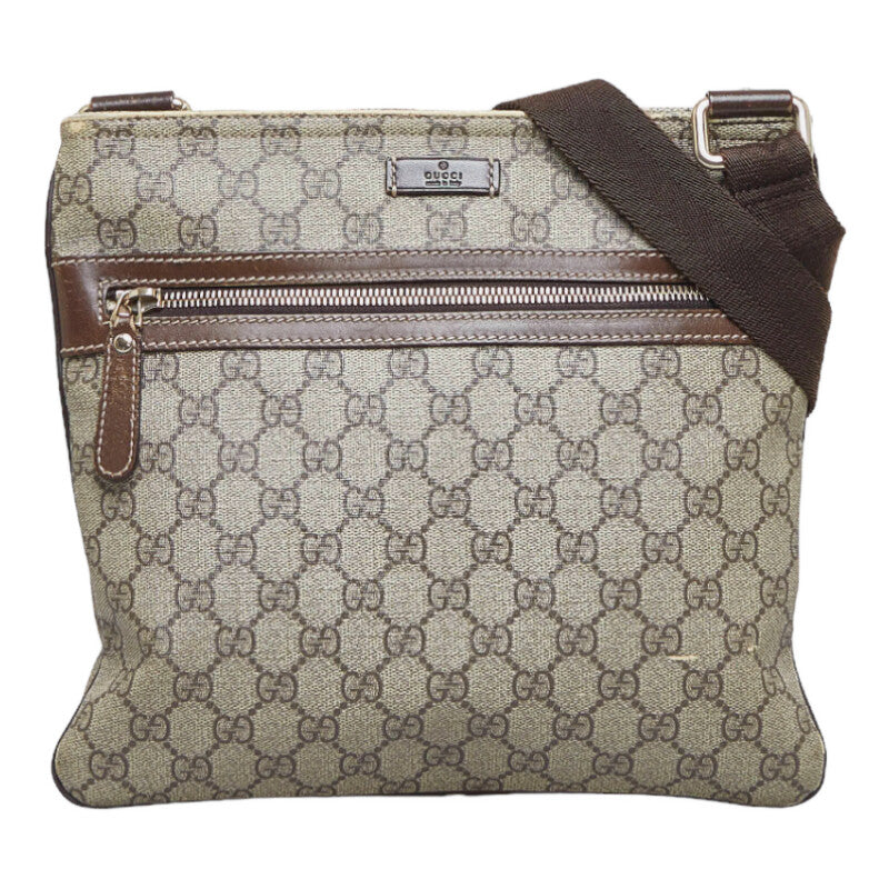 グッチ GGスプリーム 斜め掛け ショルダーバッグ 295257 ブラウン PVC レザー レディース GUCCI 【中古】