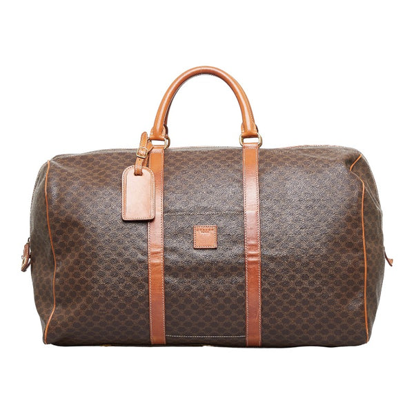 セリーヌ マカダム ボストンバッグ トラベルバッグ 旅行用バッグ MC98 2 ブラウン PVC レザー レディース CELINE 【中古】