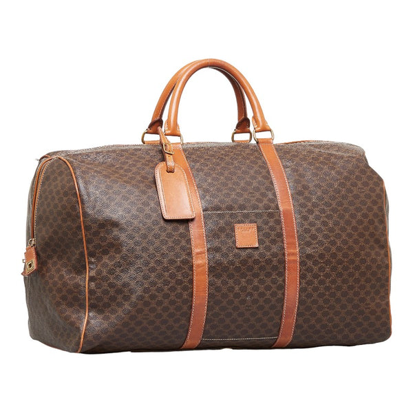 セリーヌ マカダム ボストンバッグ トラベルバッグ 旅行用バッグ MC98 2 ブラウン PVC レザー レディース CELINE 【中古】