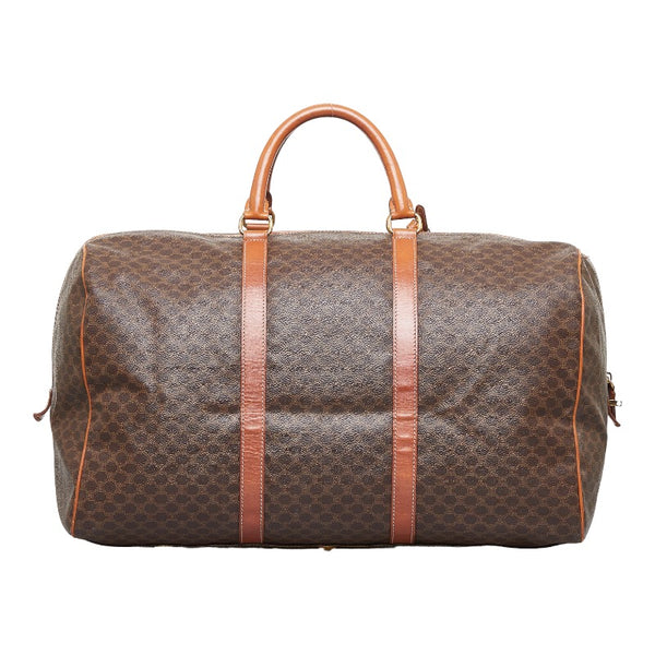 セリーヌ マカダム ボストンバッグ トラベルバッグ 旅行用バッグ MC98 2 ブラウン PVC レザー レディース CELINE 【中古】