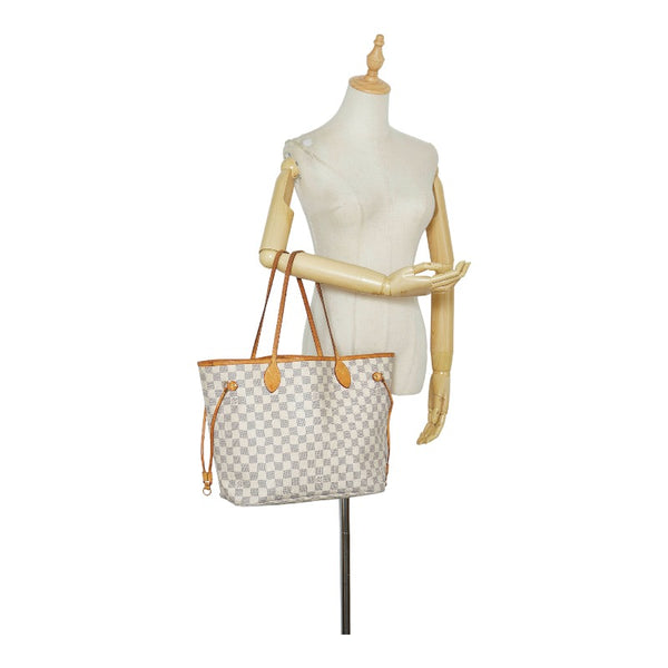 ルイ ヴィトン ダミエ アズール ネヴァーフルMM トートバッグ ショルダーバッグ N51107 ホワイト PVC レザー レディース LOUIS VUITTON 【中古】
