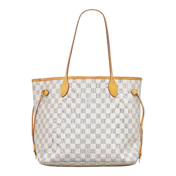 ルイ ヴィトン ダミエ アズール ネヴァーフルMM トートバッグ ショルダーバッグ N51107 ホワイト PVC レザー レディース LOUIS VUITTON 【中古】