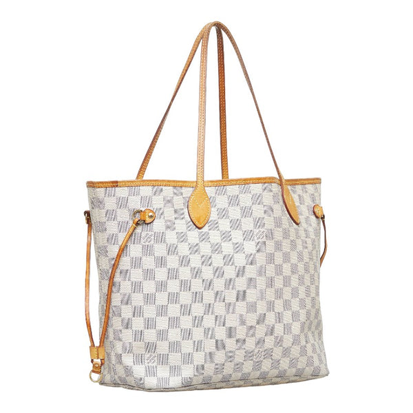 ルイ ヴィトン ダミエ アズール ネヴァーフルMM トートバッグ ショルダーバッグ N51107 ホワイト PVC レザー レディース LOUIS VUITTON 【中古】