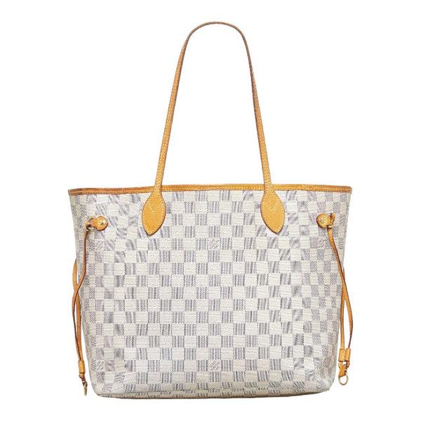 ルイ ヴィトン ダミエ アズール ネヴァーフルMM トートバッグ ショルダーバッグ N51107 ホワイト PVC レザー レディース LOUIS VUITTON 【中古】