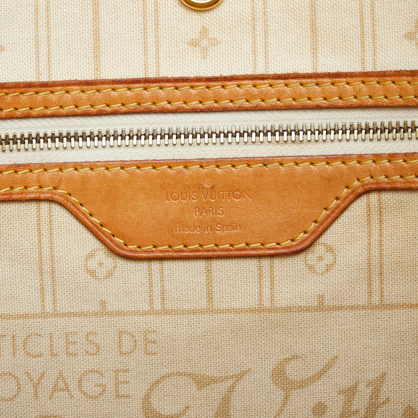 ルイ ヴィトン ダミエ アズール ネヴァーフルMM トートバッグ ショルダーバッグ N51107 ホワイト PVC レザー レディース LOUIS VUITTON 【中古】