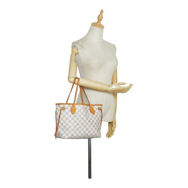 ルイ ヴィトン ダミエ アズール ネヴァーフルPM トートバッグ ショルダーバッグ N51110 ホワイト PVC レザー レディース LOUIS VUITTON 【中古】