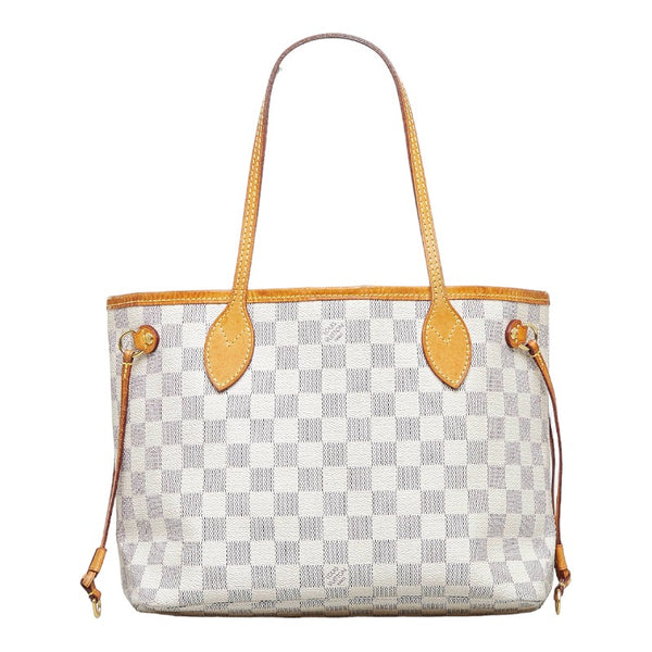 ルイ ヴィトン ダミエ アズール ネヴァーフルPM トートバッグ ショルダーバッグ N51110 ホワイト PVC レザー レディース LOUIS VUITTON 【中古】