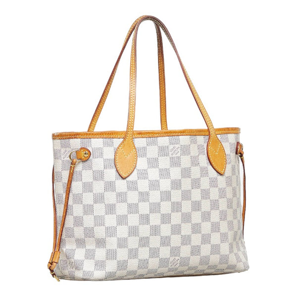 ルイ ヴィトン ダミエ アズール ネヴァーフルPM トートバッグ ショルダーバッグ N51110 ホワイト PVC レザー レディース LOUIS VUITTON 【中古】
