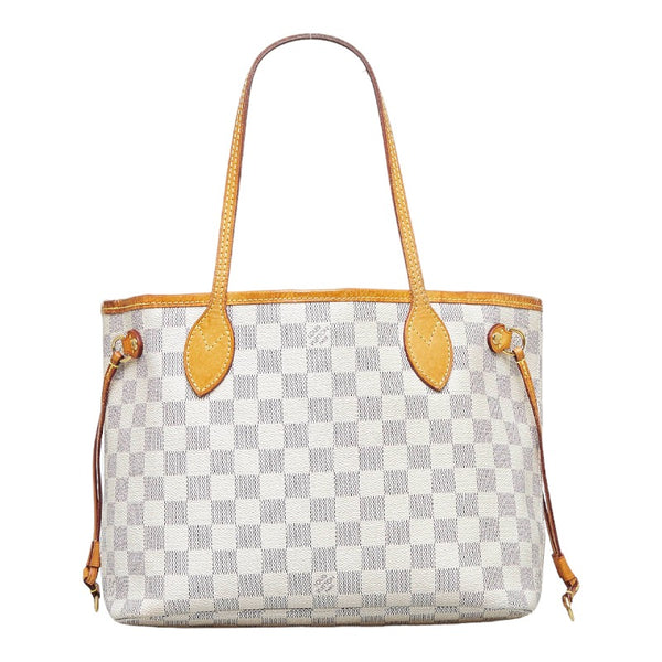 ルイ ヴィトン ダミエ アズール ネヴァーフルPM トートバッグ ショルダーバッグ N51110 ホワイト PVC レザー レディース LOUIS VUITTON 【中古】