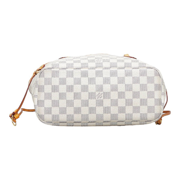 ルイ ヴィトン ダミエ アズール ネヴァーフルPM トートバッグ ショルダーバッグ N51110 ホワイト PVC レザー レディース LOUIS VUITTON 【中古】