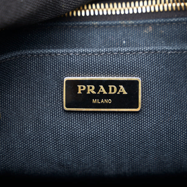 プラダ カナパ ミニ ハンドバッグ ショルダーバッグ 2WAY 1BG439 ブラック キャンバス レディース PRADA 【中古】