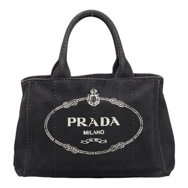 プラダ カナパ ミニ ハンドバッグ ショルダーバッグ 2WAY 1BG439 ブラック キャンバス レディース PRADA 【中古】