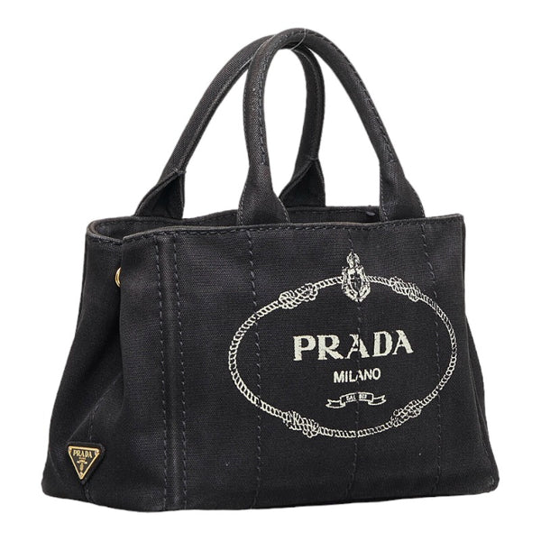 プラダ カナパ ミニ ハンドバッグ ショルダーバッグ 2WAY 1BG439 ブラック キャンバス レディース PRADA 【中古】
