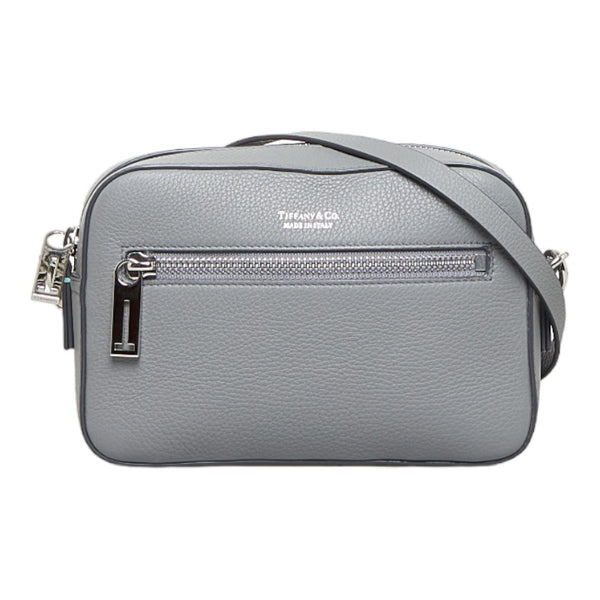 ティファニー 斜め掛け ショルダーバッグ グレー レザー レディース TIFFANY&Co. 【中古】