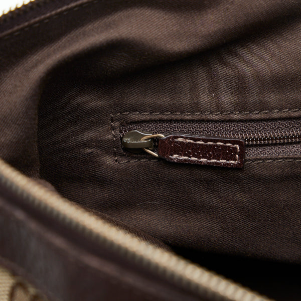 グッチ GGキャンバス ハンドバッグ トートバッグ 141470 ベージュ ブラウン キャンバス レザー レディース GUCCI 【中古】