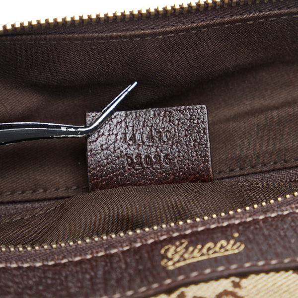 グッチ GGキャンバス ハンドバッグ トートバッグ 141470 ベージュ ブラウン キャンバス レザー レディース GUCCI 【中古】