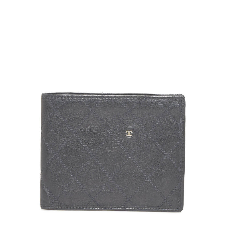 シャネル ビコローレ ココマーク 二つ折り財布 折り畳み財布 ブラック レザー レディース CHANEL 【中古】