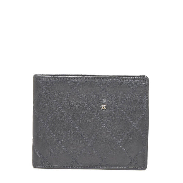 シャネル ビコローレ ココマーク 二つ折り財布 折り畳み財布 ブラック レザー レディース CHANEL 【中古】