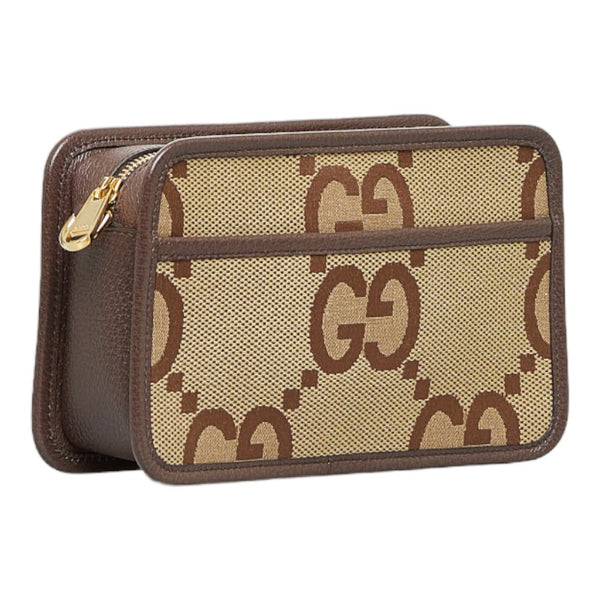 グッチ ジャンボGG ミニバッグ 斜め掛け ショルダーバッグ 696075 キャメル エボニー キャンバス レザー レディース GUCCI 【中古】