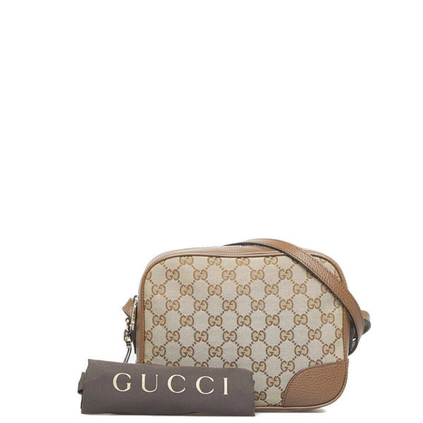 グッチ GGキャンバス 斜め掛け ショルダーバッグ 449413 ブラウン キャンバス レザー レディース GUCCI 【中古】