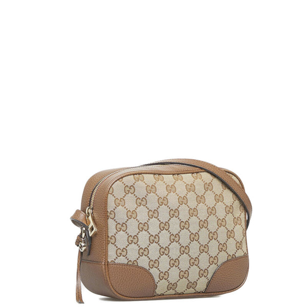 グッチ GGキャンバス 斜め掛け ショルダーバッグ 449413 ブラウン キャンバス レザー レディース GUCCI 【中古】