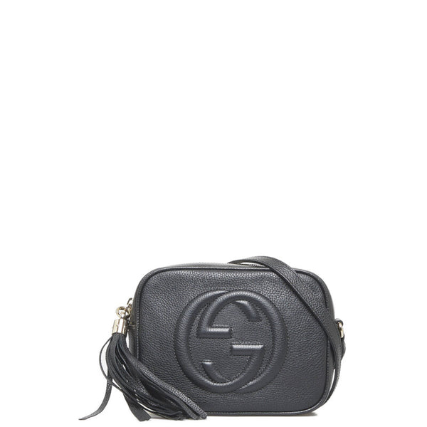 グッチ ソーホー インターロッキングG スモールディスコバッグ タッセル 斜め掛け ショルダーバッグ  308364 ブラック レザー レディース GUCCI 【中古】