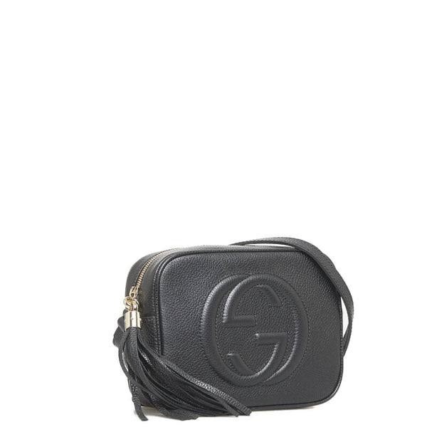 グッチ ソーホー インターロッキングG スモールディスコバッグ タッセル 斜め掛け ショルダーバッグ  308364 ブラック レザー レディース GUCCI 【中古】